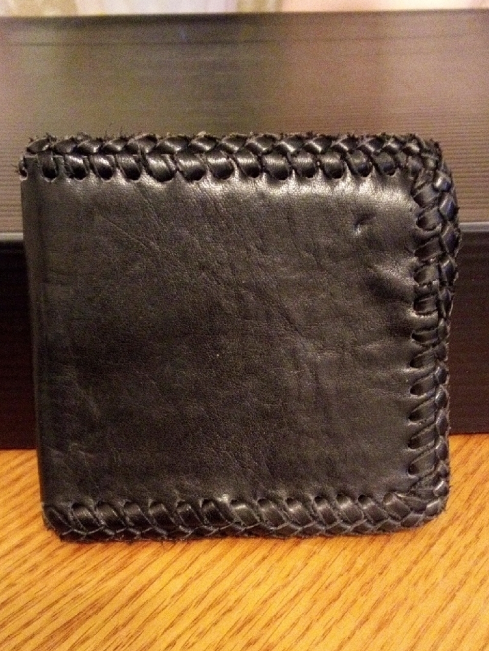 Handstitched Black Leather Bifold Wallet